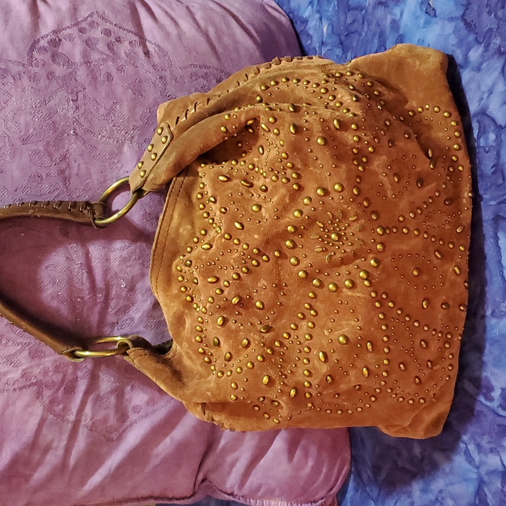 Vintage Rare Suede Lucky Brand Hobo Bag w/Daisy Stud Design